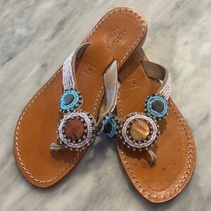 Handcrafted Beaded Leather Sandals